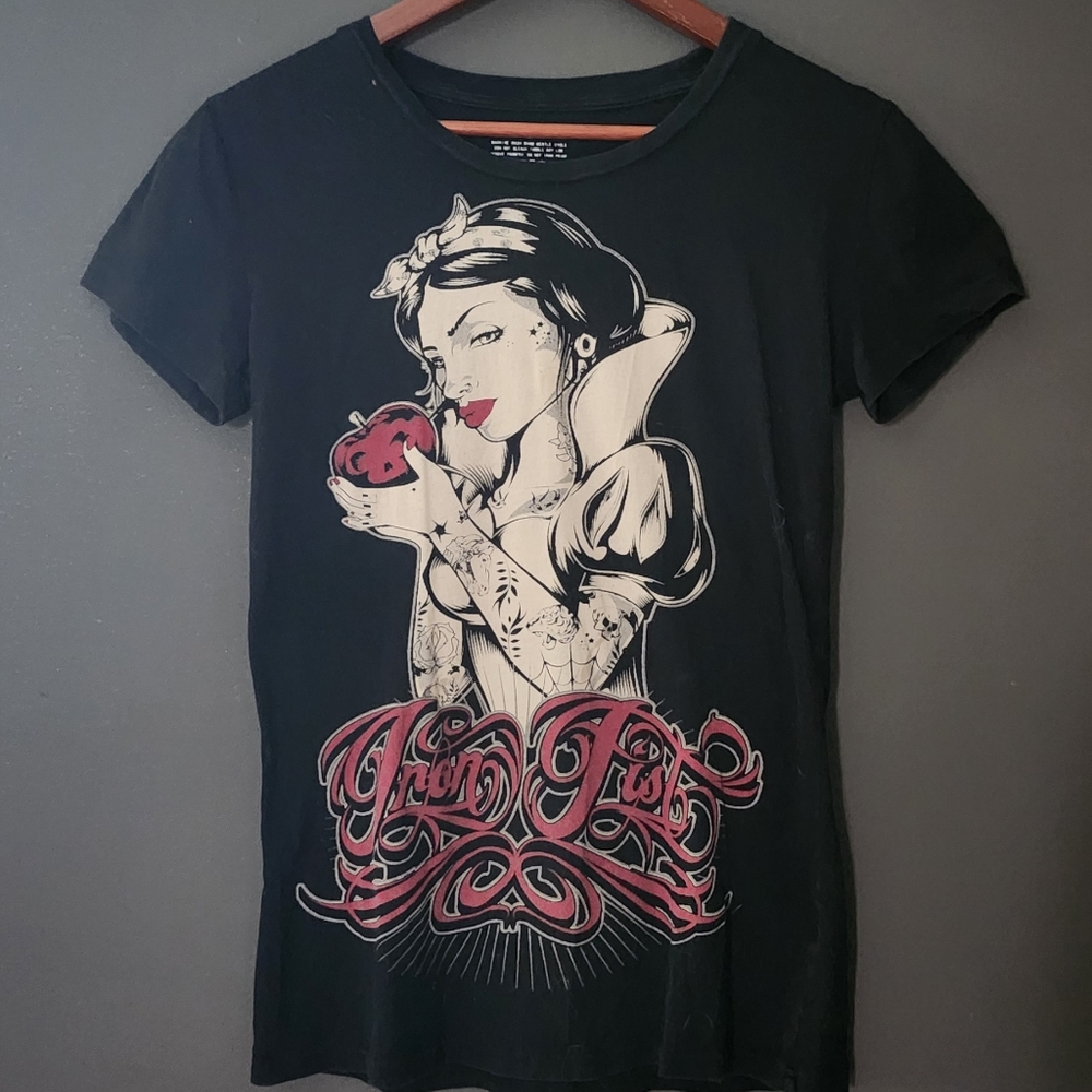 Black Graphic T-Shirt with Tattoo Snow White